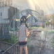 Hina Amano climbing to the roof of a building.